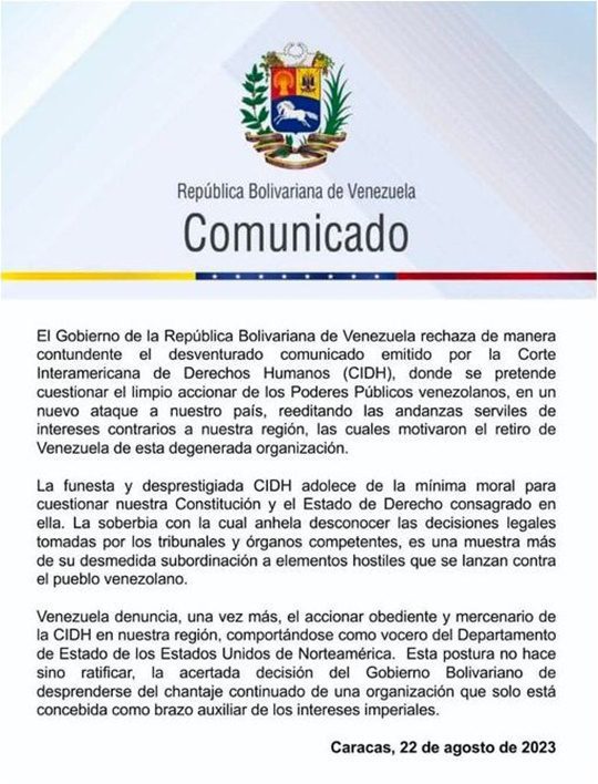 Comunicado MRE 22 8 2023