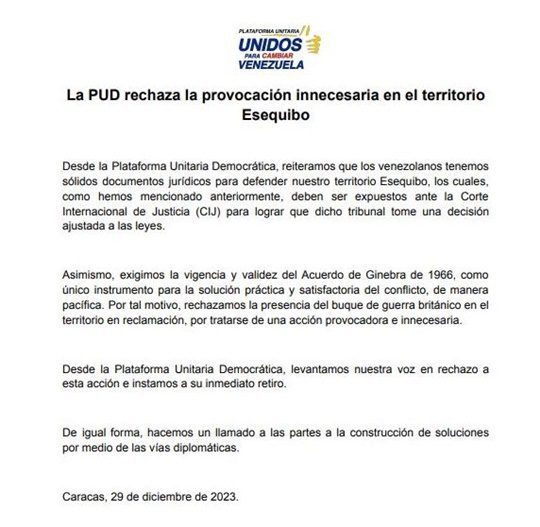 Plataforma Unitaria Esequibo 29 12 2023