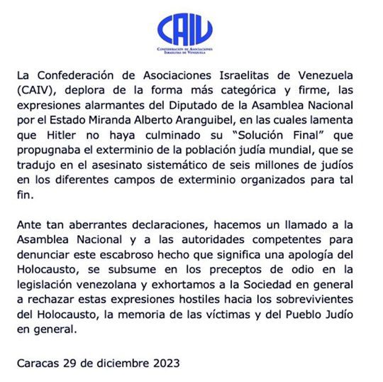 Venezuela judios 29 12 2023