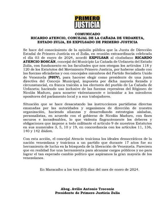 Comunicado PJ 3 1 2023 Zulia