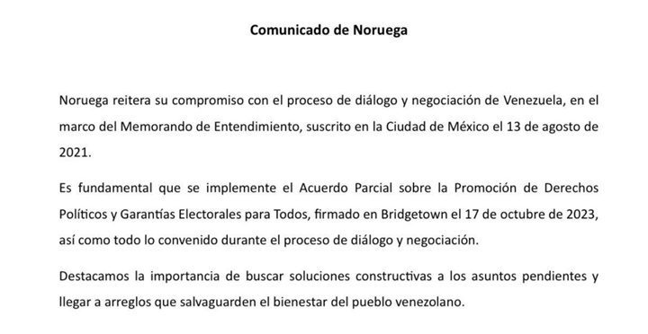 Comunicado de Noruega 3 2024