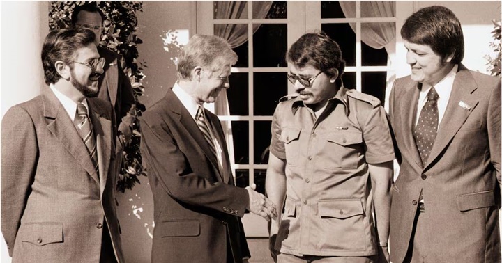 Jimmy Carter, Daniel Ortega y Sergio Ramírez