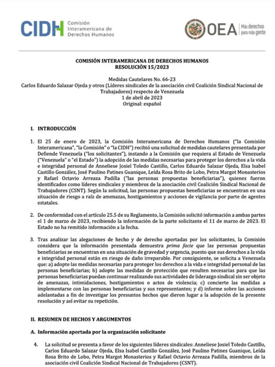 Sindicalistas venezolanos 1