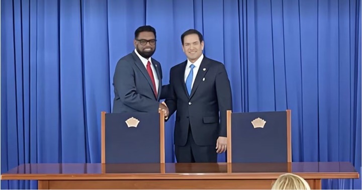 Irfaan Ali y Marco Rubio