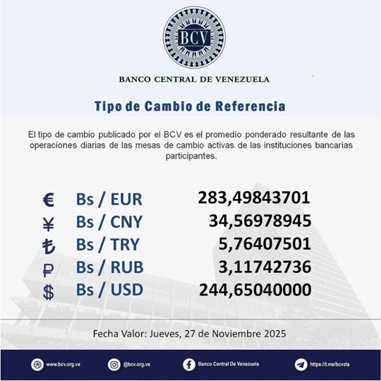 Dólar BCV 27 11 2025