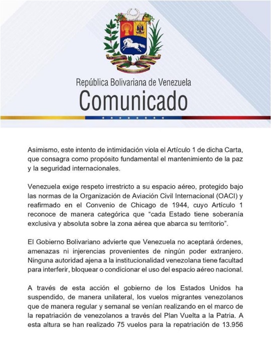 Venezuela comunicado 29 11 2025 2