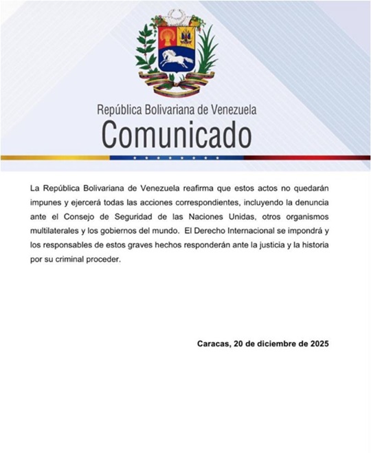 Gobierno de Venezuela 20 12 2025 2