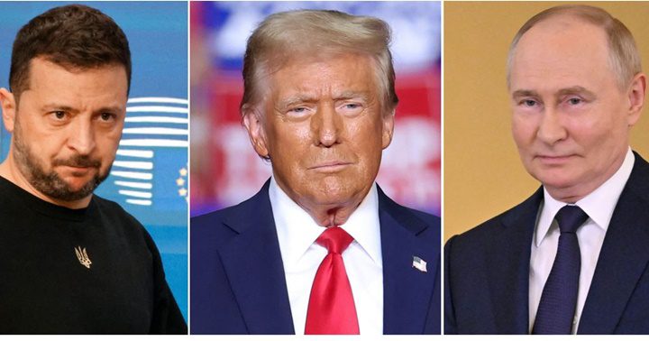 Volodimir Zelenski, Donald Trump y Vladimir Putin Volodimir Zelenski, Donald Trump y Vladimir Putin