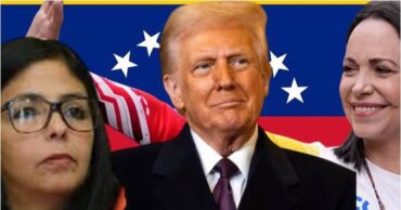 Delcy Rodríguez, Donald Trump y María Corina Machado