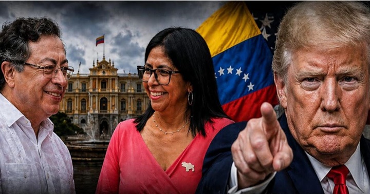 Delcy Rodríguez, Gustavo Petro y Donald Trump