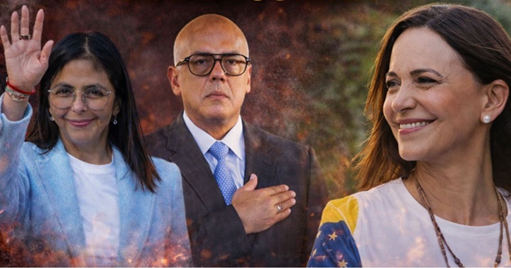María Corina Machado, Delcy y Jorge Rodríguez