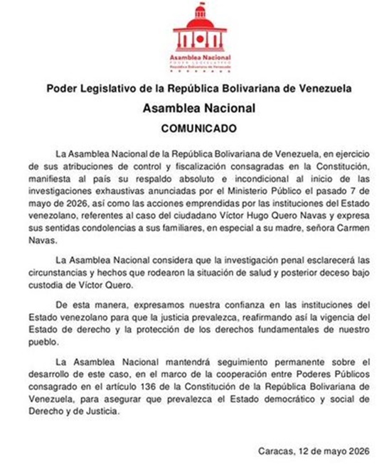 Asamblea Nacional caso Víctor Navas mayo 2026