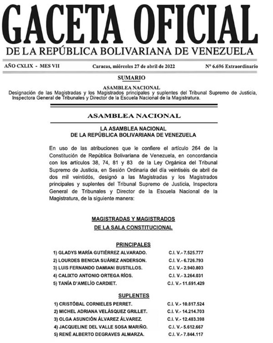 Gaceta Oficial 27 4 2022