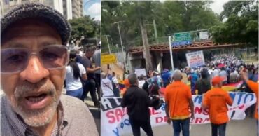 Marcha de los trabajadores en Caracas por el 1 de Mayo