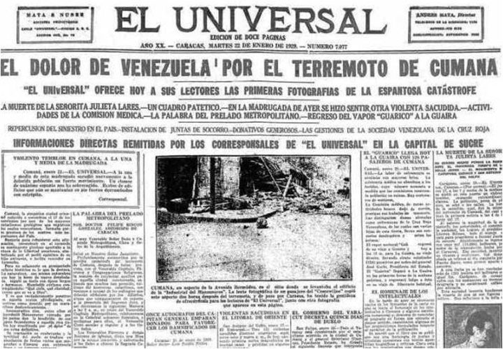 Historia terremotos Venezuela 1