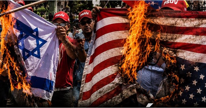 Quema de bandera Estados Unidos Israel en Venezuela Quema de bandera Estados Unidos Israel en Venezuela