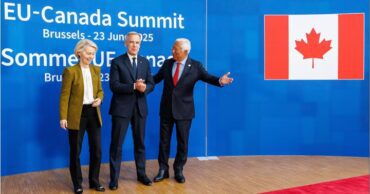 Ursula von der Leyen, Mark Carney, y Antonio Costa