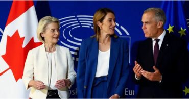 Ursula von der Leyen, Roberta Metsola y Mark Carney