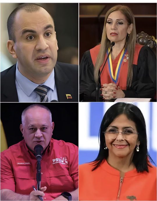 Larry Devoe, Carislys Rodríguez, Diosdado Cabello y Delcy Rodríguez Larry Devoe, Carislys Rodríguez, Diosdado Cabello y Delcy Rodríguez